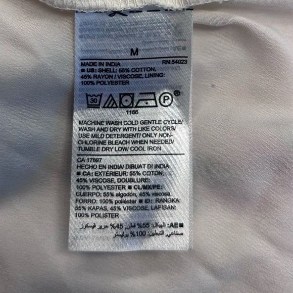 Old Navy White Tropical Floral Waist-Defined Bell-Sleeve Faux-Wrap Dress Size M - Picture 11 of 11